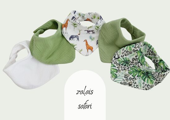 Muslīna laces - 5 gb, zaļais safari